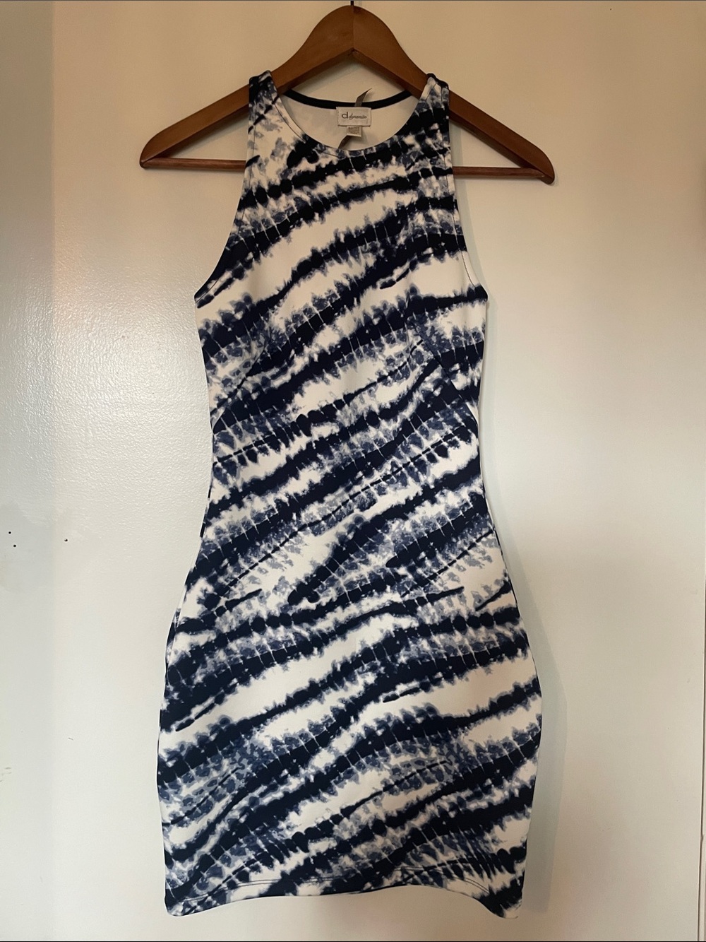 Dynamite Navy and White Tie-Dye Mini Bodycon Dress